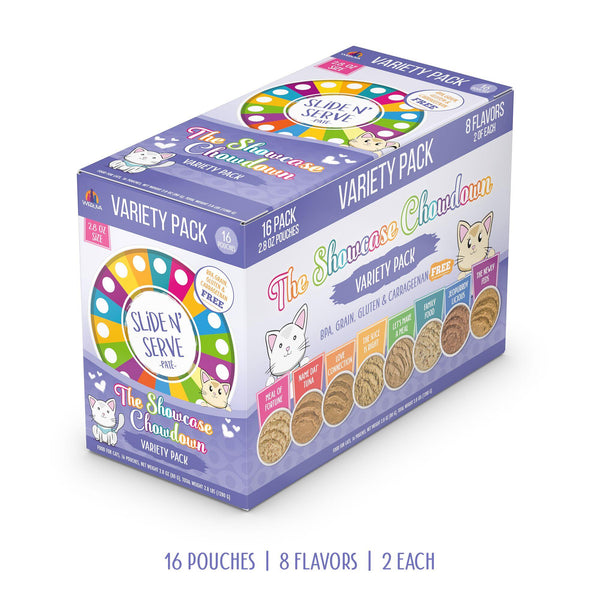 Weruva Pâté pour chats The Showcase Chowdown Pack Variété en poche, 2,8 oz, 16 unités