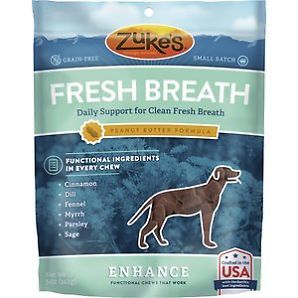 Zuke's Enhance Friandises pour chiens au goût Beurre de cacahuète Formule Fraîcheur de l'haleine, 5-oz