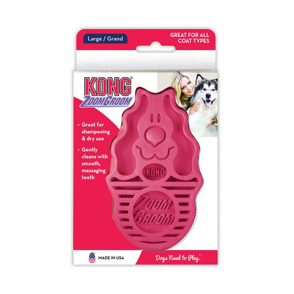 KONG ZoomGroom Brosse pour Chien, Framboise