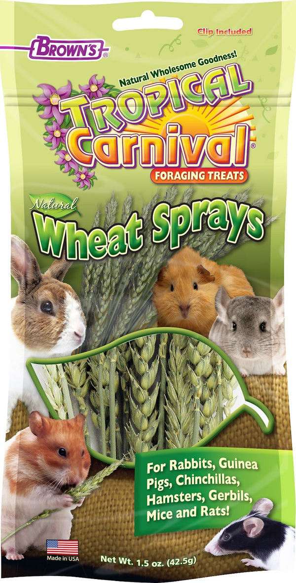 Brown's Tropical Carnival Natural Wheat Sprays Small Animal Treats, 1.5-oz