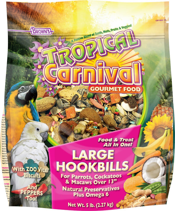 Brown's Tropical Carnival Biscuits Large Hookbill Bird Food, 5-lb