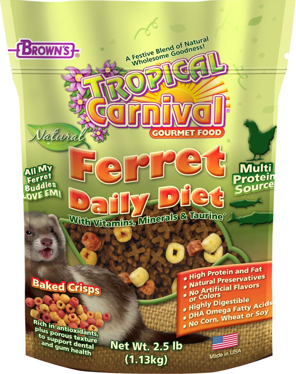 Brown's Tropical Carnival Nourriture naturelle quotidienne pour furet, 2,5 lb