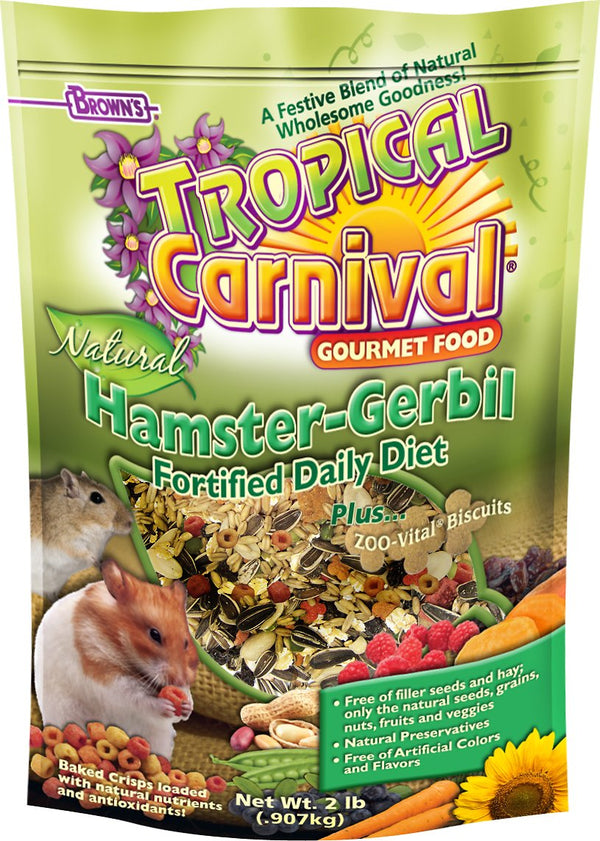 Brown's Tropical Carnival Biscuits Hamster & Gerbil Food, 2-lb