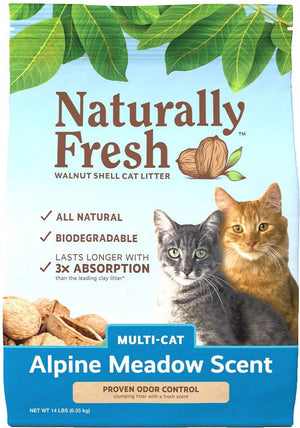 Naturally Fresh Litière pour chat multi-chats à base de noix, parfum prairie alpine, agglomérante rapide, 14-lb