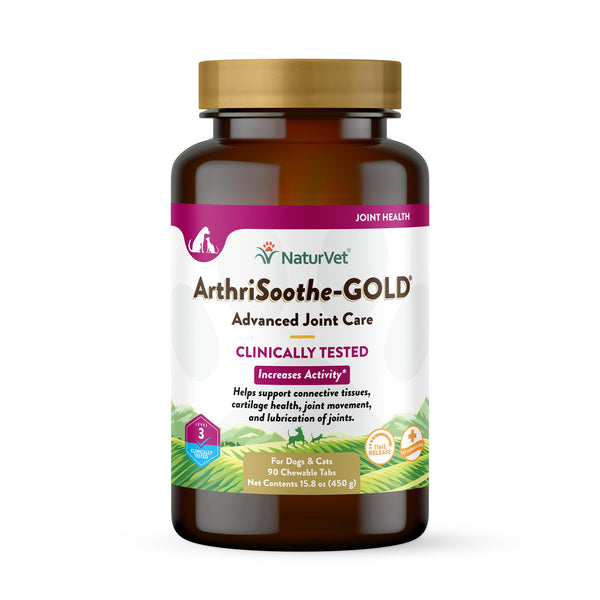 NaturVet Advanced Care ArthriSoothe-GOLD Comprimés à mâcher niveau 3 cliniquement testé Supplément pour chiens, 90 comprimés