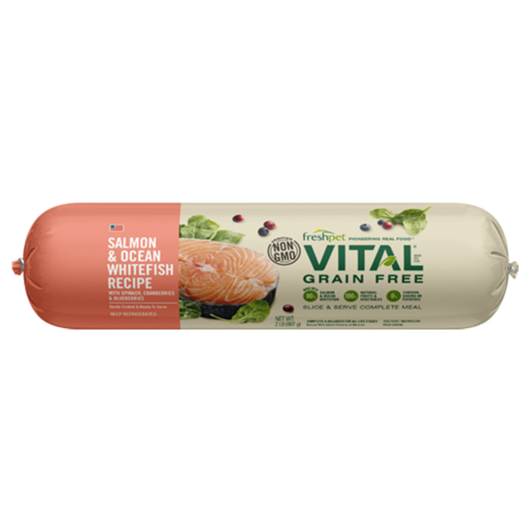 Freshpet Vital Salmon & Ocean Whitefish Recipe Roll Grain-Free Dog Food, 2-lb