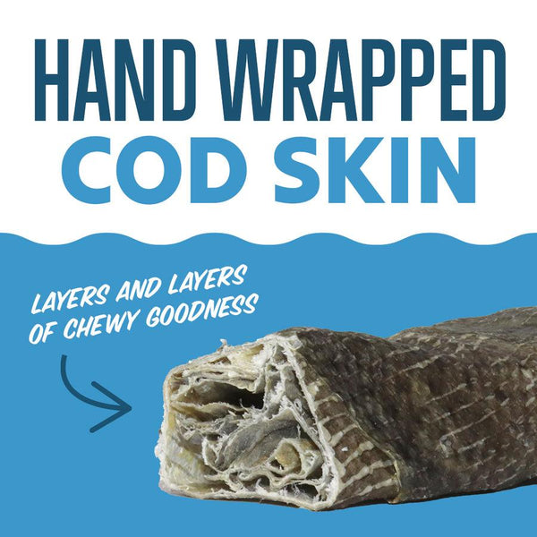 Icelandic+ Cod Long Skin Strips Dog Treats, 10-in
