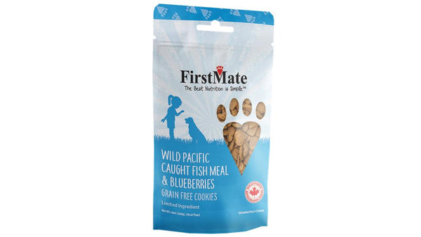 FirstMate Wild Pacific Caught Fish Meal & Blueberries Dog Treats, 8-oz