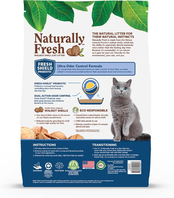 Naturally Fresh Litière Ultra Contrôle des Odeurs Multi-Chats à base de Noix à Agglomération Rapide