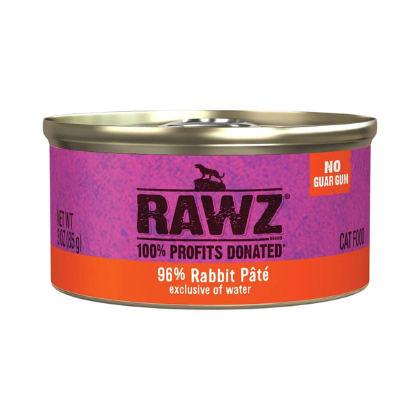 RAWZ 96% Rabbit Pate Wet Cat Food Can