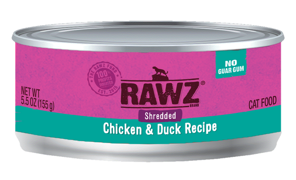 RAWZ Cat Chicken & Duck Shredded Wet Cat Food Can