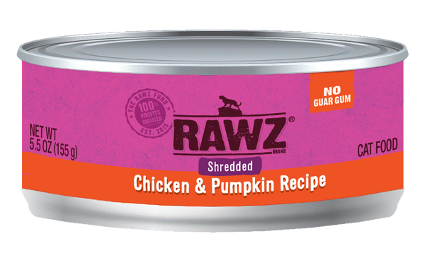 RAWZ Cat Chicken & Pumpkin Shredded Wet Cat Food Can