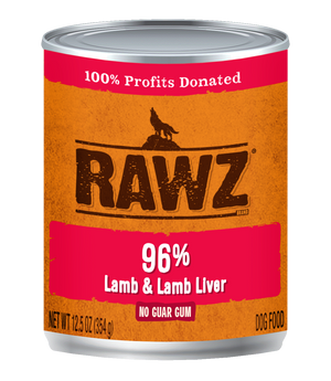 RAWZ Dog 96% Lamb & Liver Pate Wet Dog Food Can