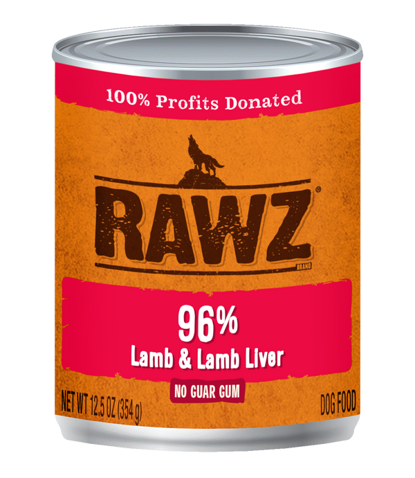 RAWZ Dog 96% Lamb & Liver Pate Wet Dog Food Can