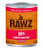 RAWZ Dog 96% Lamb & Liver Pate Wet Dog Food Can