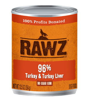 RAWZ Dog 96% Turkey & Turkey Liver Pate Wet Dog Food Can