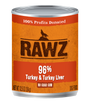 RAWZ Dog 96% Turkey & Turkey Liver Pate Wet Dog Food Can