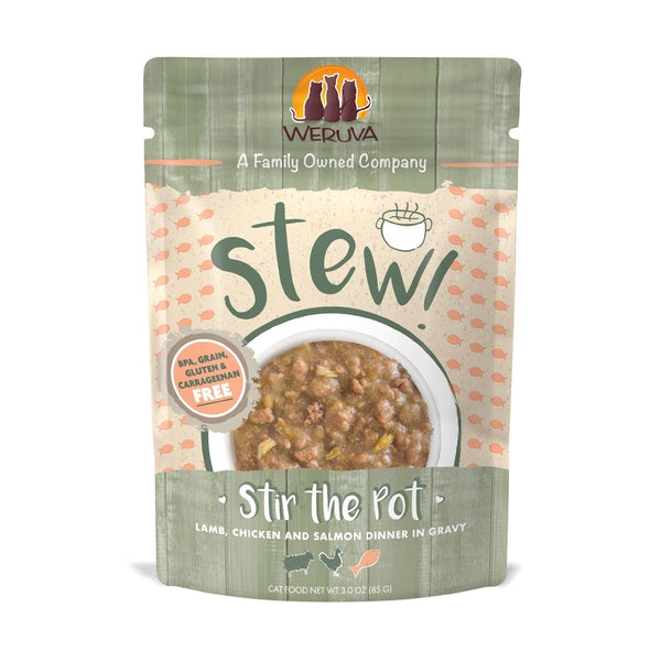 Weruva Ragoût pour chat Stir the Pot Dîner Agneau, Poulet et Saumon en Sauce Sachet de nourriture humide pour chats