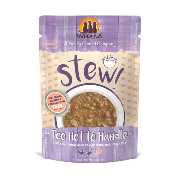 Weruva Ragoût Trop chaud à gérer Poulet, Canard et Saumon Dîner en sauce Sachet de nourriture humide pour chats