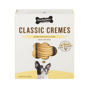 Three Dog Bakery Classic Cremes Golden Cookies with Natural Vanilla Flavor Filling, 13-oz