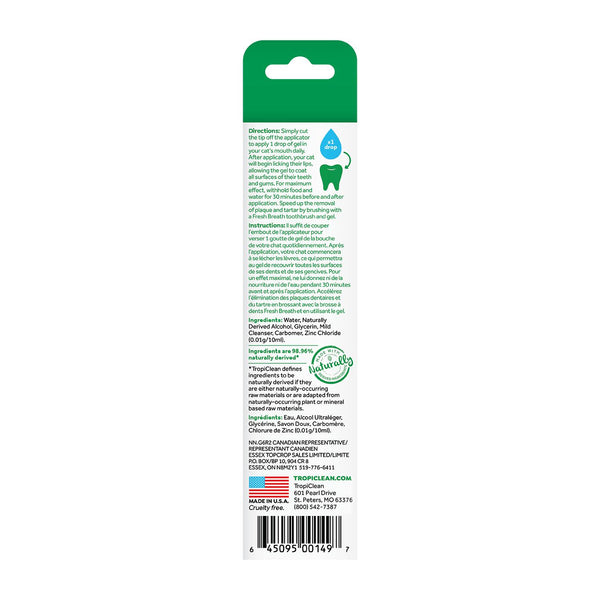 Tropiclean Fresh Breath Oral Care Clean Teeth Gel for Cats, 2-oz