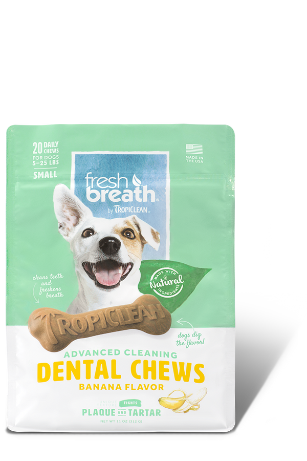 Tropiclean Advanced Small Cleaning Dental Dog Chew - Banana Flavor, 20-ct