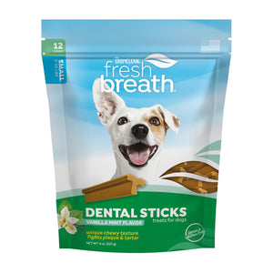 Tropiclean Fresh Breath Dental Sticks Vanilla Mint Treats for Small Dogs, 12-count