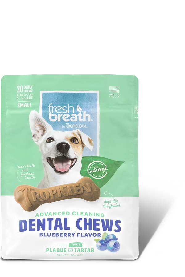 Tropiclean Advanced Small Cleaning Dental Dog Chew - Blueberry Flavor, 20-ct