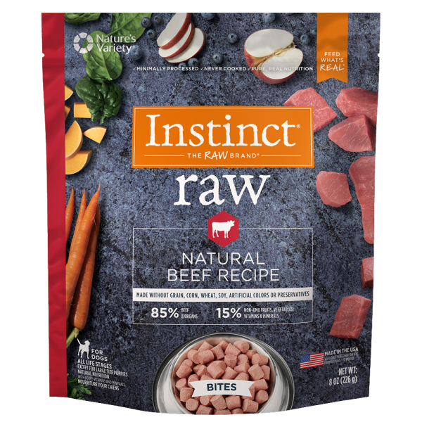 Instinct Frozen Raw Bites Grain-Free Real Beef Recipe Dog Food