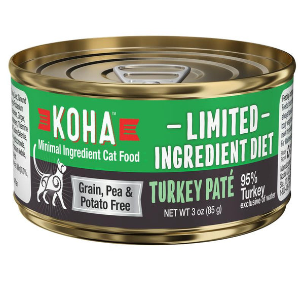 KOHA Pâté à la dinde régime à ingrédients limités Nourriture humide pour chats en conserve