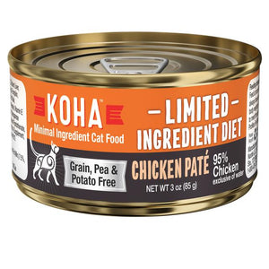 KOHA Régime à ingrédients limités Pâté de poulet nourriture humide pour chats en boîte