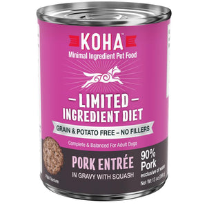 KOHA Limited Ingredient Diet Pork Entree Wet Dog Food Can
