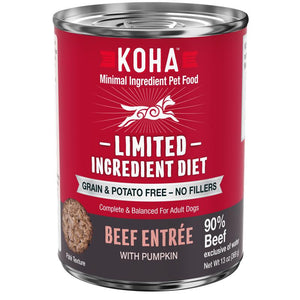 KOHA Limited Ingredient Diet Beef Entree Wet Dog Food Can