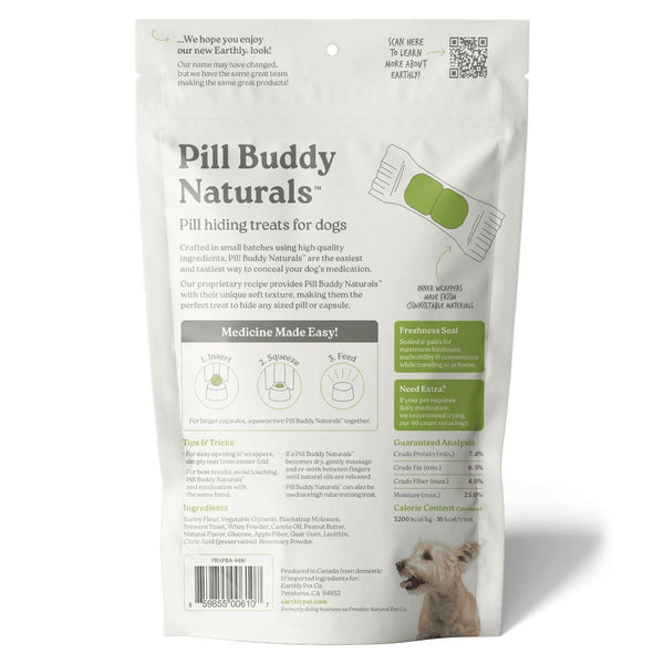 Presidio Pill Buddy Naturals Friandises pour chiens au beurre de cacahuète et pomme pour pilules/capsules, 150 grammes