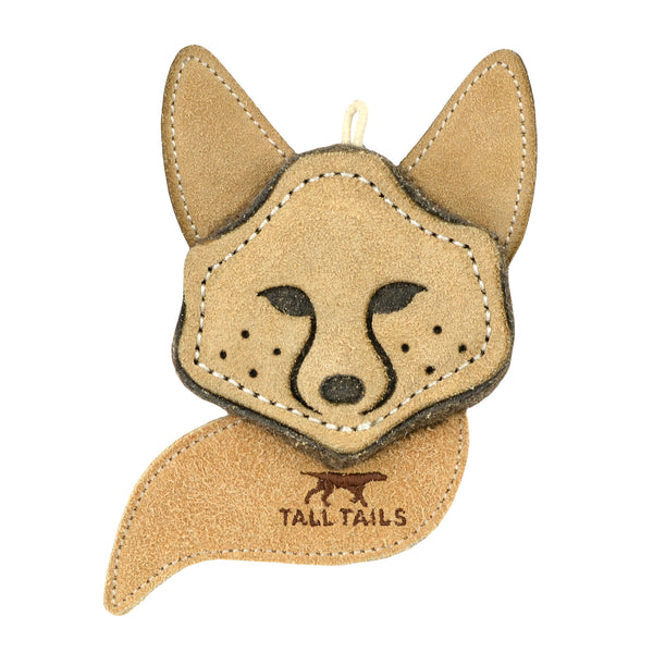 Tall Tails Natural Leather Fox Dog Toy, 4-in