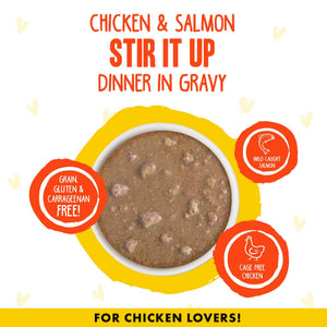 BFF OMG GRAVY Dîner au poulet et saumon à remuer en sauce Nourriture humide pour chats en boîte