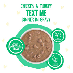 BFF OMG GRAVY Poulet et Dinde Text Me Dinner en Sauce Sachet de nourriture humide pour chats