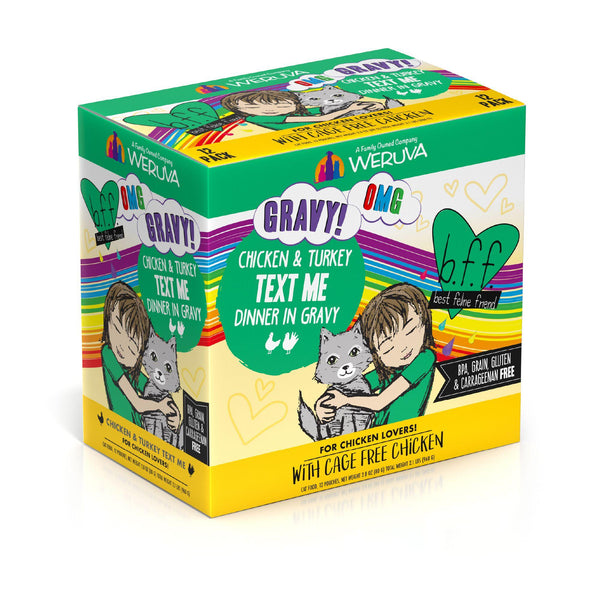 BFF OMG GRAVY Poulet et Dinde Text Me Dinner en Sauce Sachet de nourriture humide pour chats