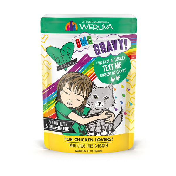 BFF OMG GRAVY Poulet et Dinde Text Me Dinner en Sauce Sachet de nourriture humide pour chats
