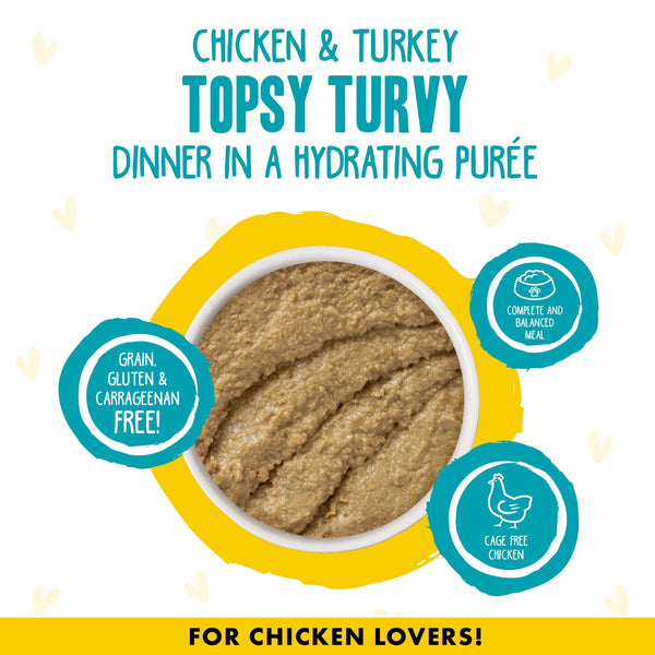 BFF PLAY PÂTÉ Dîner Poulet et Dinde Topsy Turvy en Purée Hydratante Boîte de nourriture humide pour chats