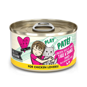 BFF PLAY PÂTÉ Poulet, Canard & Dinde Dîner Take a Chance dans une Purée Hydratante Boîte de nourriture humide pour chats