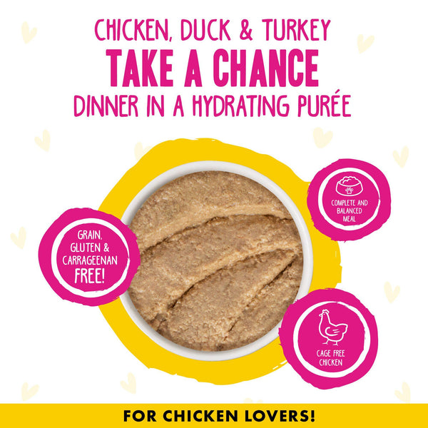 BFF PLAY PÂTÉ Poulet, Canard & Dinde Dîner Take a Chance dans une Purée Hydratante Boîte de nourriture humide pour chats