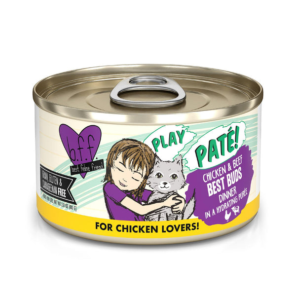 BFF PLAY PÂTÉ Poulet et Bœuf Best Buds Dîner en Purée Hydratante Boîte de nourriture humide pour chats