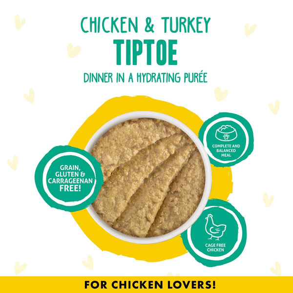 BFF PLAY PÂTÉ Dîner Poulet et Dinde Tiptoe dans une Purée Hydratante Sachet de nourriture humide pour chats