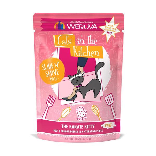 Cats in the Kitchen Pâté The Karate Kitty Dîner Bœuf et Saumon en Purée Hydratante Sachet de nourriture humide pour chats