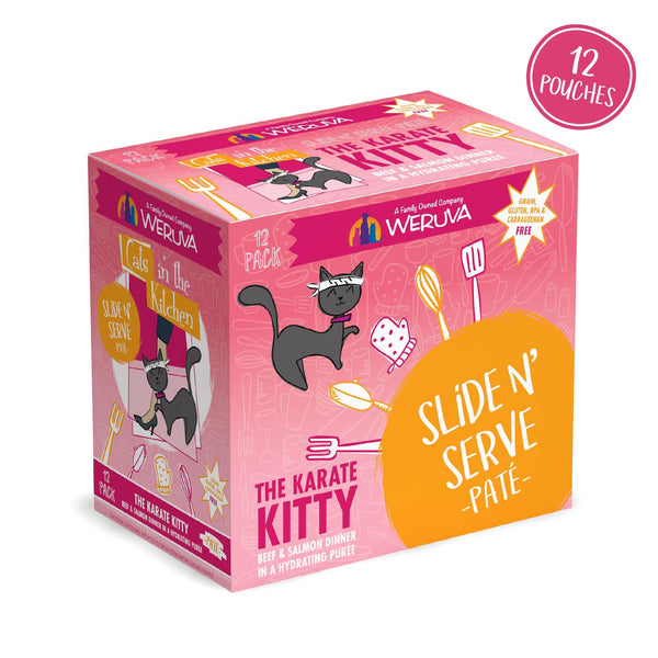 Cats in the Kitchen Pâté The Karate Kitty Dîner Bœuf et Saumon en Purée Hydratante Sachet de nourriture humide pour chats