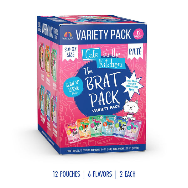 Cats in the Kitchen Pate The Brat Pack Variety Pack Wet Cat Food Pouch, 3-oz, 12-pk