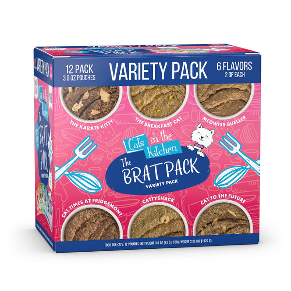 Cats in the Kitchen Pate The Brat Pack Variety Pack Wet Cat Food Pouch, 3-oz, 12-pk