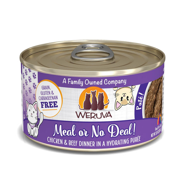 Weruva Paté Pour Chat Meal or No Deal ! Dîner Poulet & Bœuf en Purée Hydratante Boîte de nourriture humide pour chat