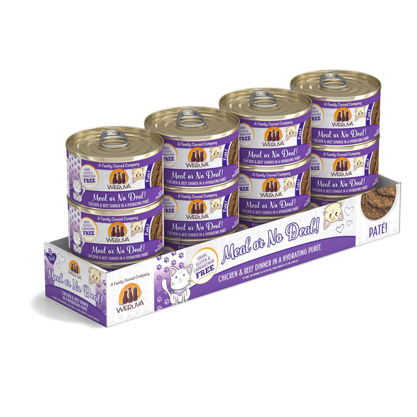 Weruva Paté Pour Chat Meal or No Deal ! Dîner Poulet & Bœuf en Purée Hydratante Boîte de nourriture humide pour chat